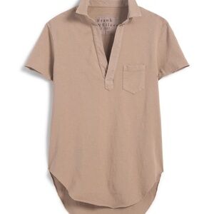 Frank & Eileen Charlotte Cappuccino Polo T-shirt Cotton Short Sleeve Large